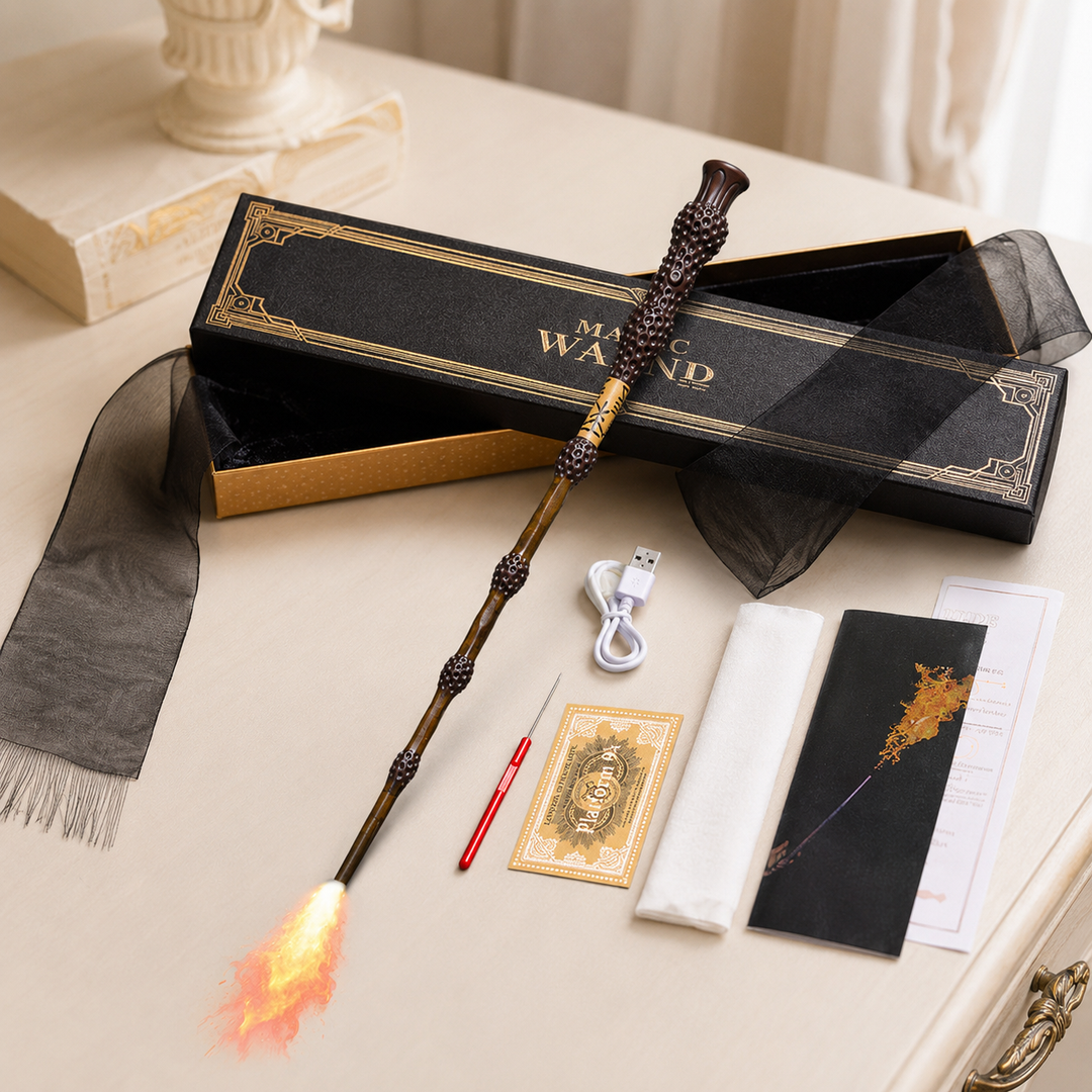 Halloween Magic Wand Wizard Prop with Flame Effect Tip