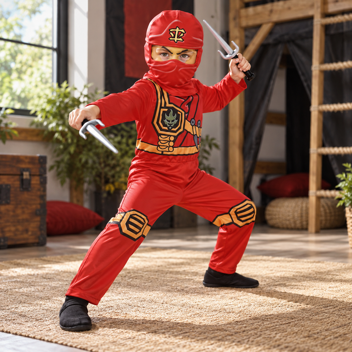 Boys Ninja Warrior Costume Set with Sai Weapons Halloween Dress Up