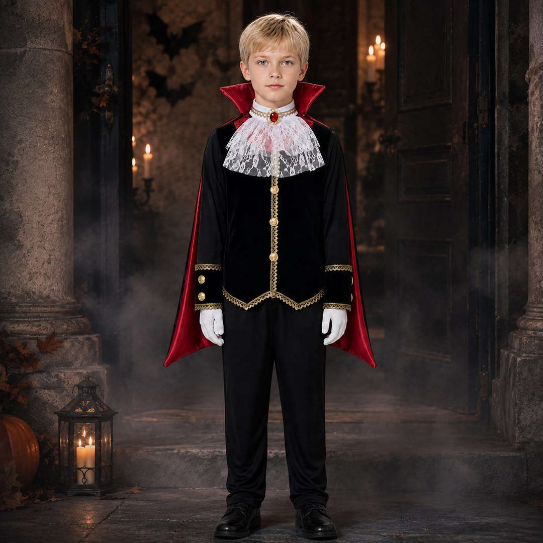 Vampire Costume for Girls with Cape and Vest Halloween Outfit
