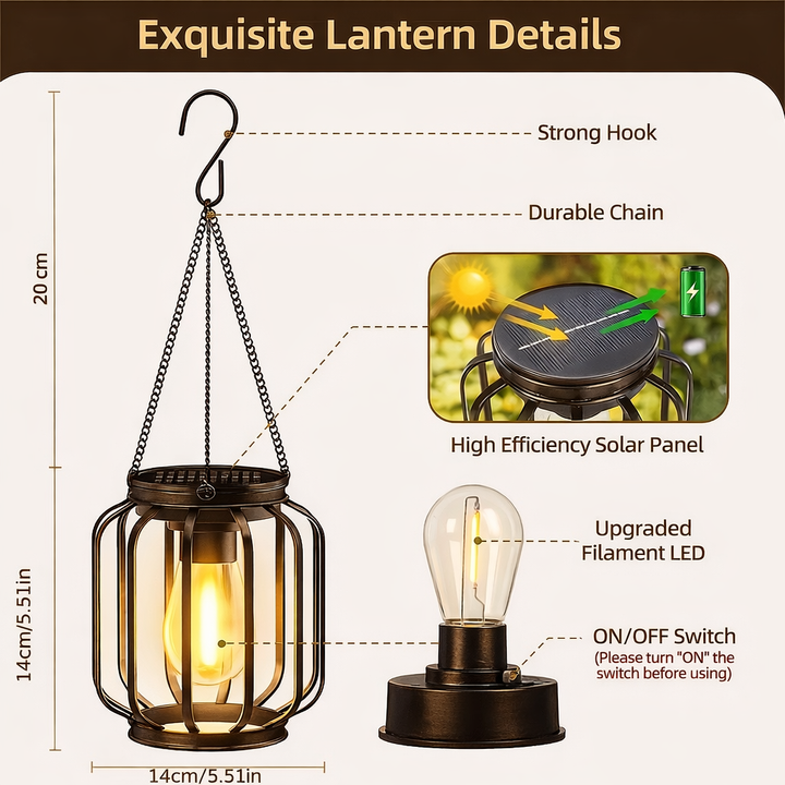 Solar Hanging Lantern Outdoor Garden Lights Solar Powered LED Lanterns