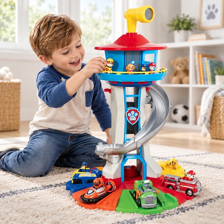Toy Car Set with Slide and Watchtower Kids Playset