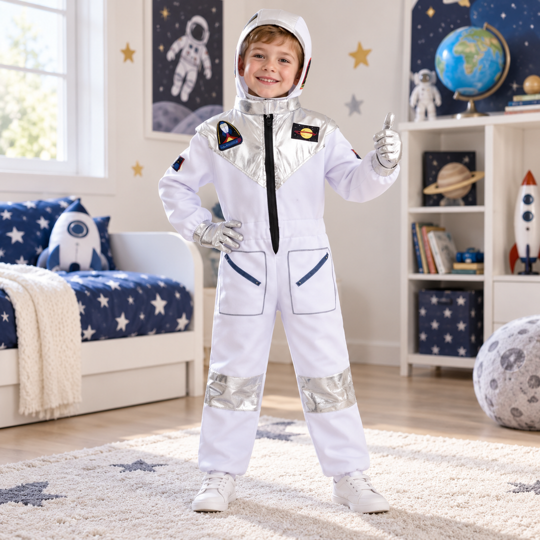 Kids Astronaut Costume Space Suit with Gloves and Helmet Set