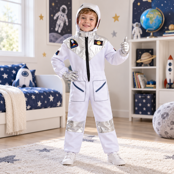 Kids Astronaut Costume Space Suit with Gloves and Helmet Set