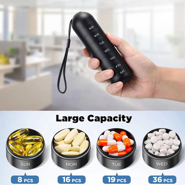 7 Day Aluminum Portable Pill Organizer Box Travel Medicine Container