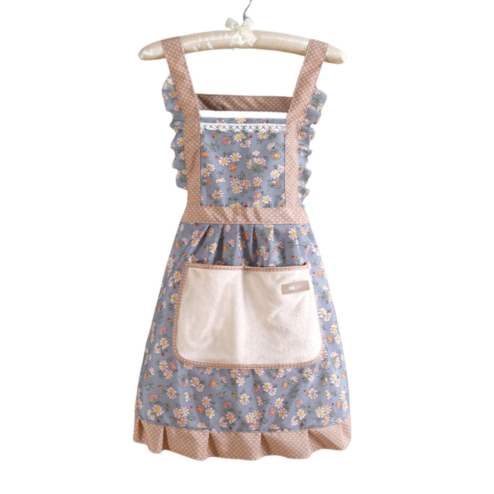 Waterproof Cotton Kitchen Apron with Floral Pattern