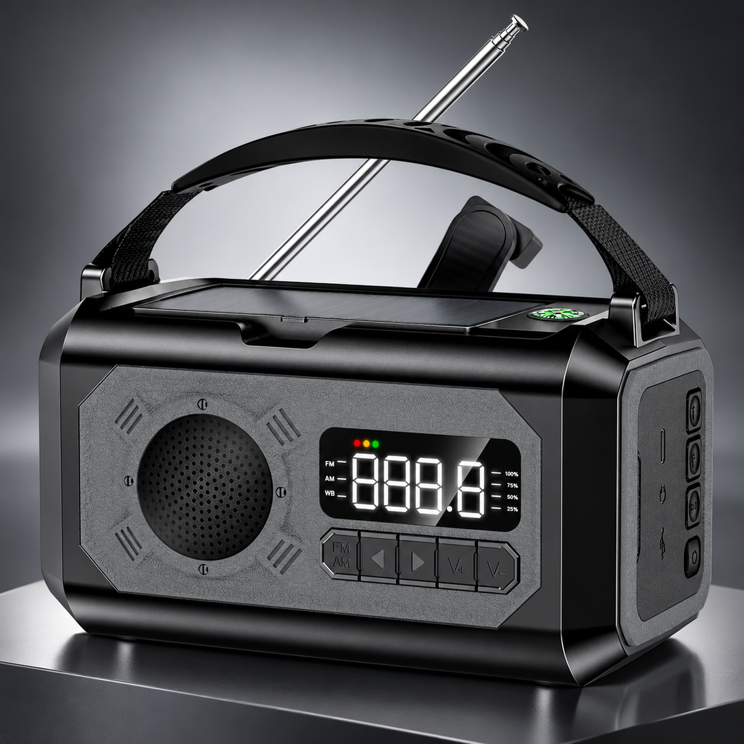 Emergency Weather Radio 12000mAh Digital Display Solar Hand Crank NOAA