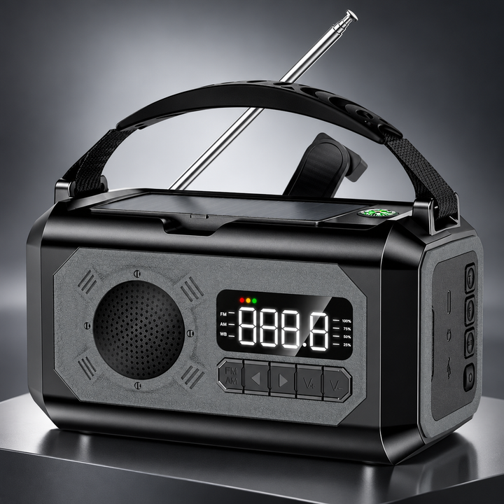 Emergency Weather Radio 12000mAh Digital Display Solar Hand Crank NOAA