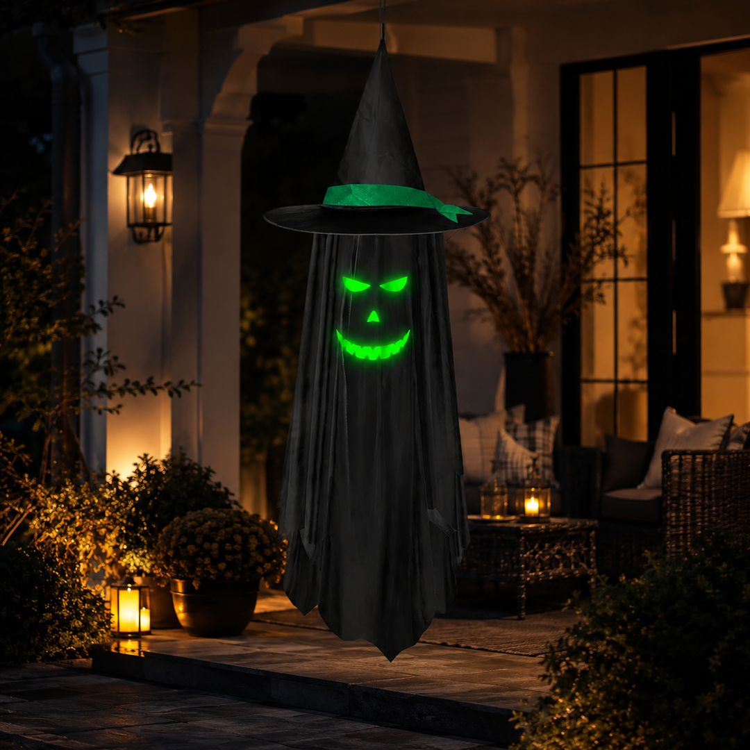 Hanging Witch Hat Ghost Ornament Halloween Decoration