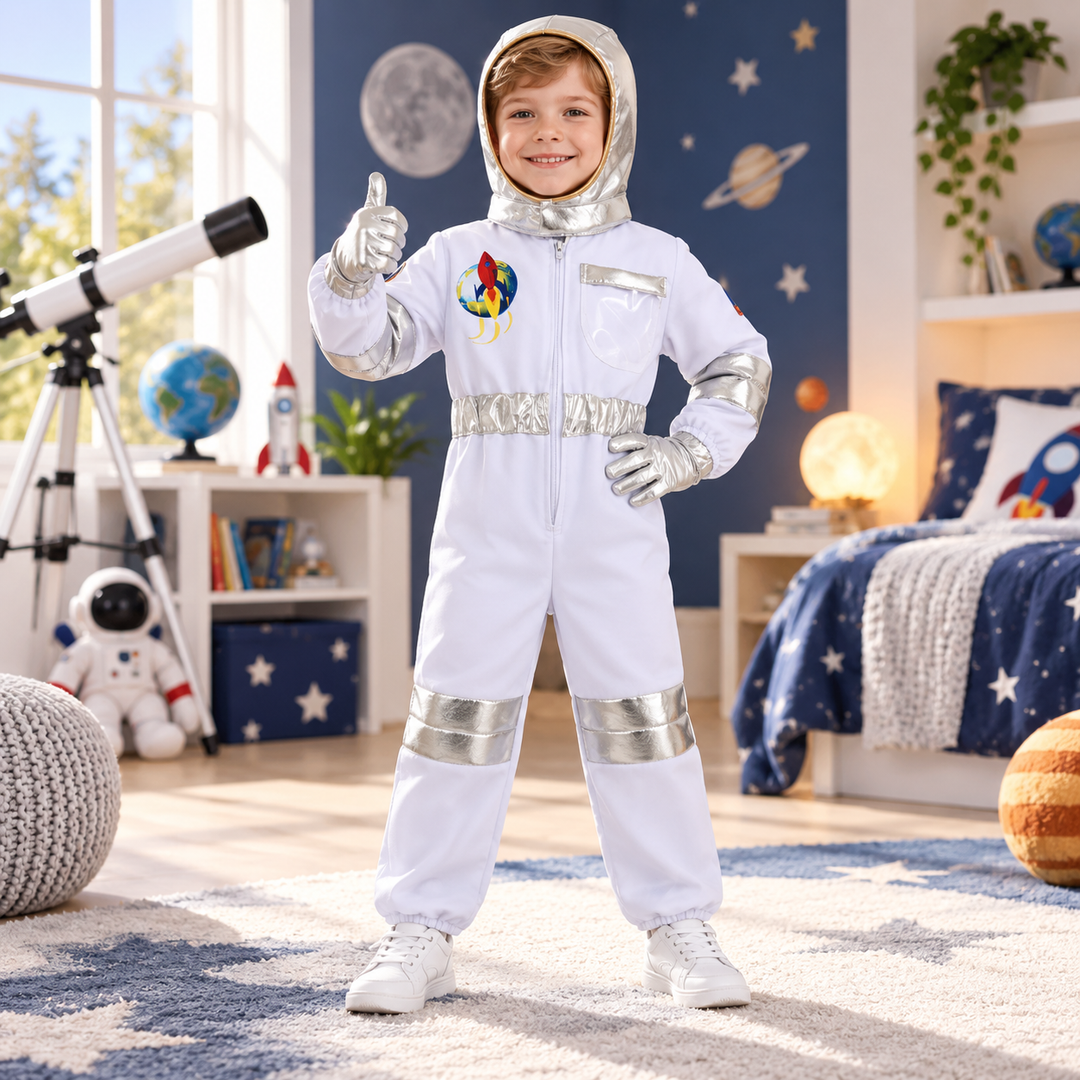 Kids Astronaut Costume Space Suit with Gloves and Helmet Set