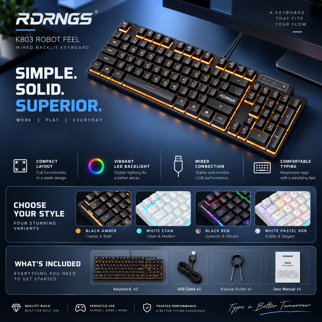 Wired Gaming Mechanical Keyboard RGB Backlit for PC