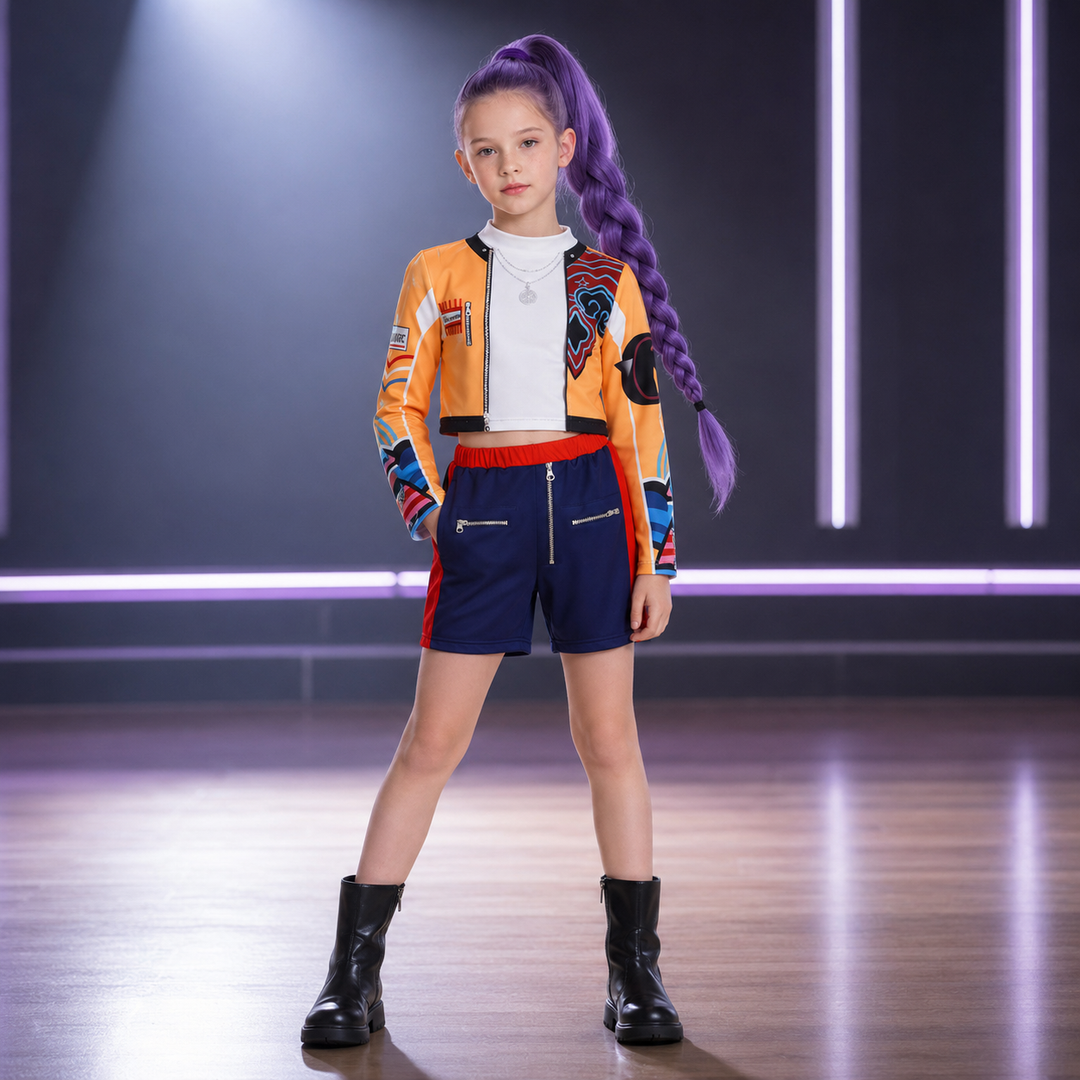 Girls Star Print Performance Dance Costume Set