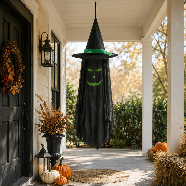 Hanging Witch Hat Ghost Ornament Halloween Decoration