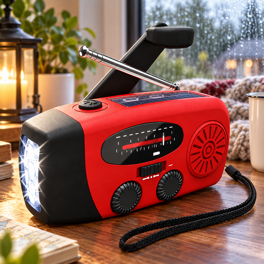 Hand Crank Emergency Radio Solar USB 2000mAh Power Bank LED Flashlight