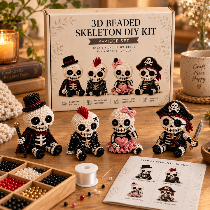 3D Beaded Pirate Skull DIY Craft Kit Halloween Decoration Set