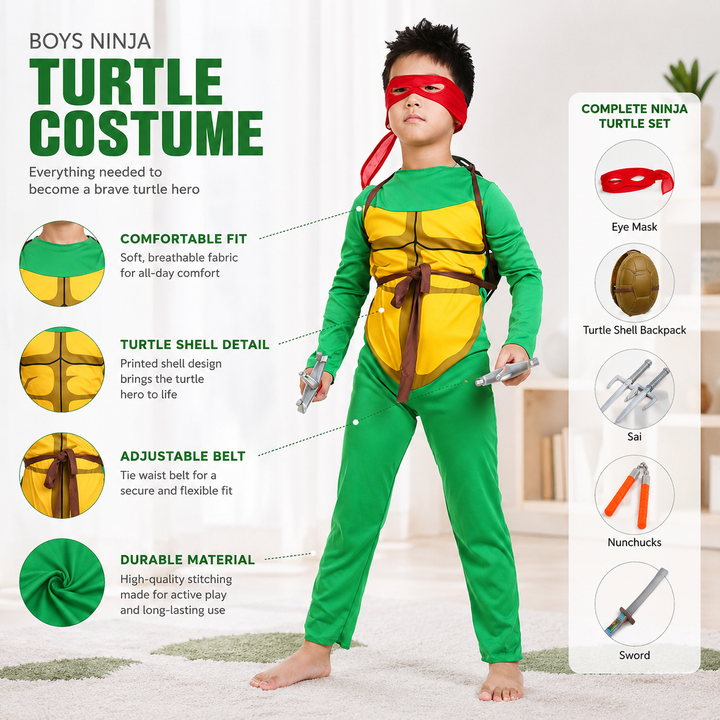 Kids Halloween Jumpsuit Costume Teenage Mutant Ninja Turtles
