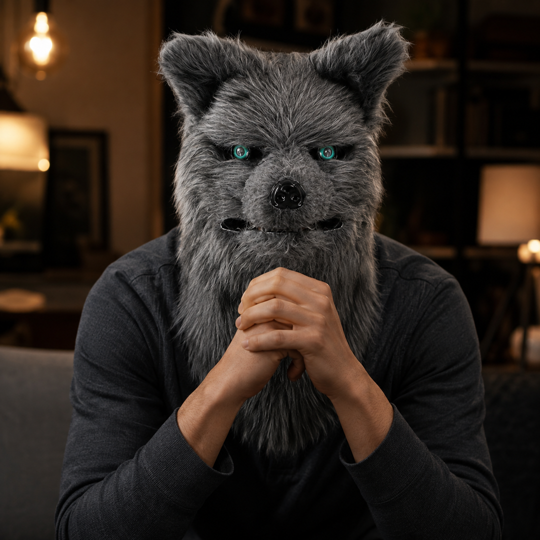 Fox Animal Head Mask with Moving Mouth for Halloween Costume
