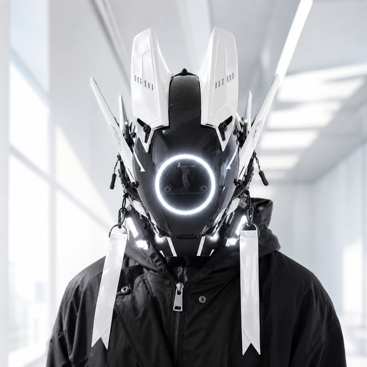 LED Light-Up Cyberpunk Helmet Mask for Festival Rave Costume