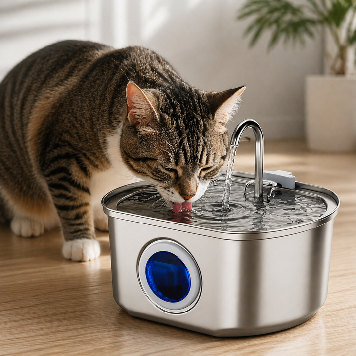 Stainless Steel Cat Water Fountain Automatic Pet Drinking Bowl