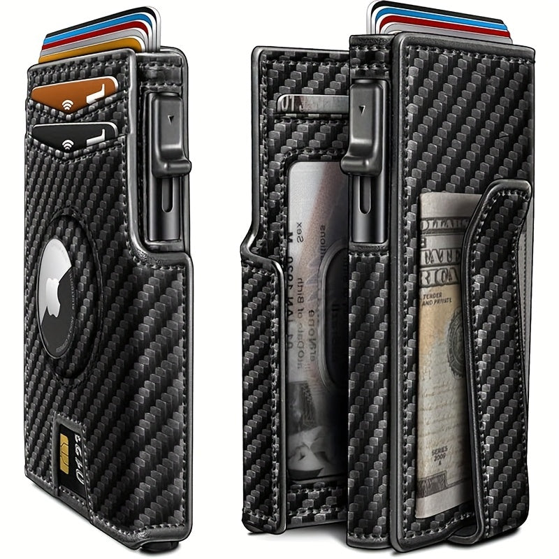 Metal RFID Wallet with Automatic Pop-Up and Airtag Slot