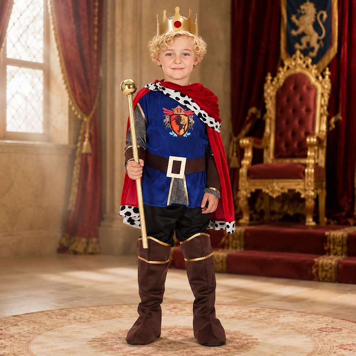 Kids King Costume Set with Crown and Cape Halloween Outfit