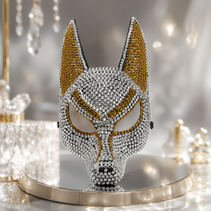 Wolf Rhinestone Half Face Halloween Animal Masquerade Mask