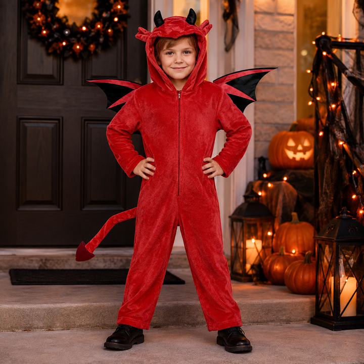 Kids Devil and Bat Halloween Costume Set