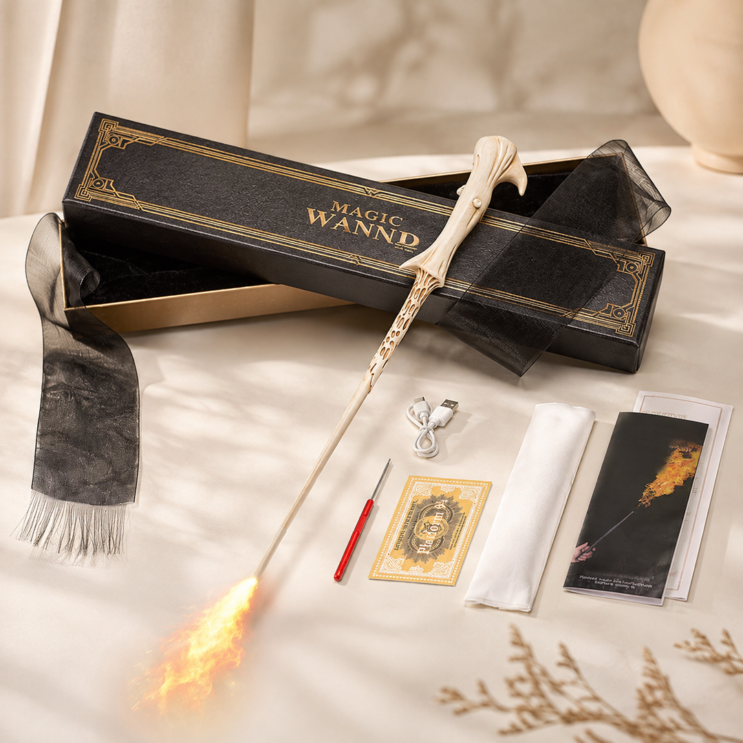Halloween Magic Wand Wizard Prop with Flame Effect Tip