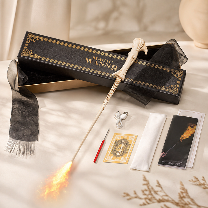 Halloween Magic Wand Wizard Prop with Flame Effect Tip