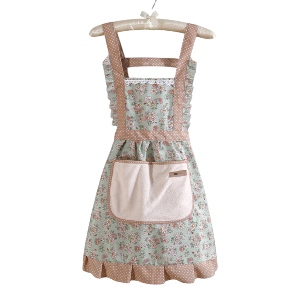Waterproof Cotton Kitchen Apron with Floral Pattern
