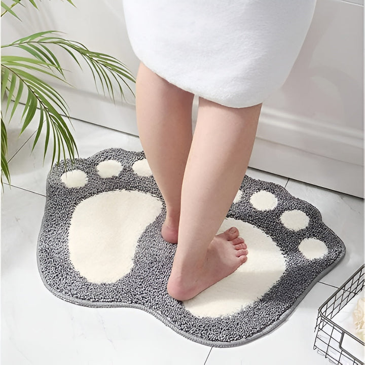Paw Print Bath Mat Rectangular Non-Slip Bathroom Floor Rug