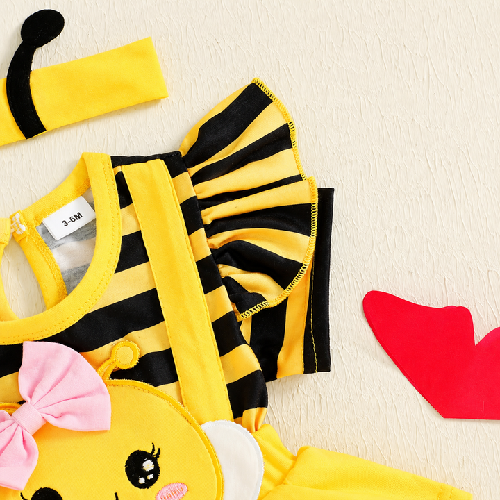 Baby Bee Romper Costume with Antenna Headband Set for Baby Photo Prop