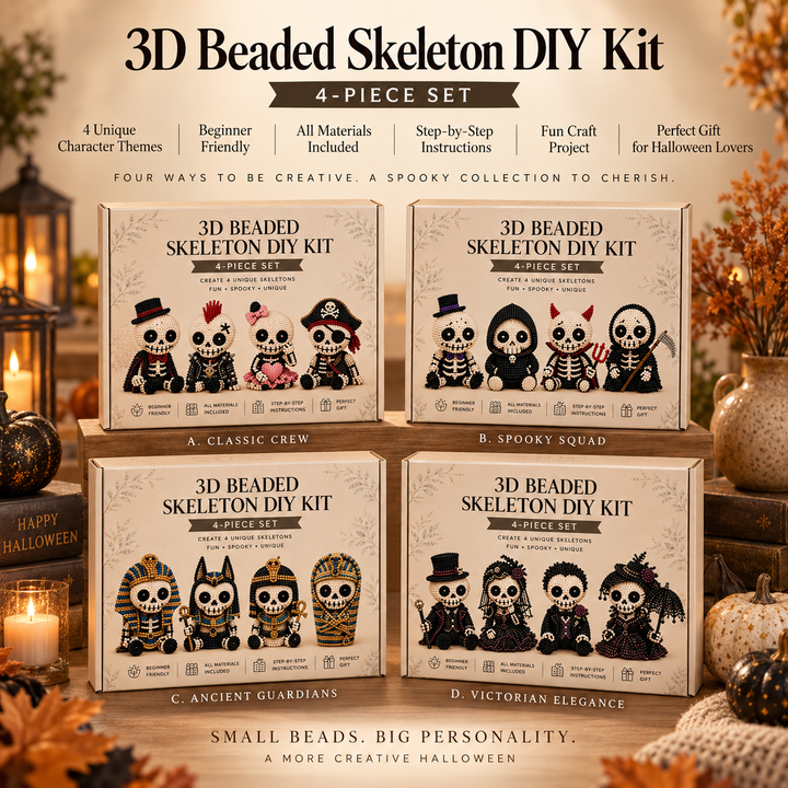 3D Beaded Pirate Skull DIY Craft Kit Halloween Decoration Set