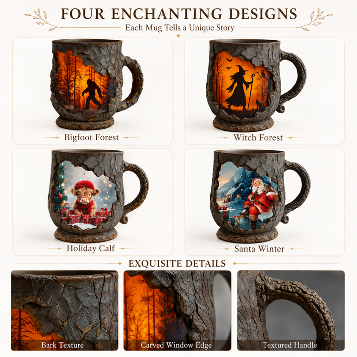 Rustic Resin Mug Bigfoot Witch Calf Santa Figurine Shape