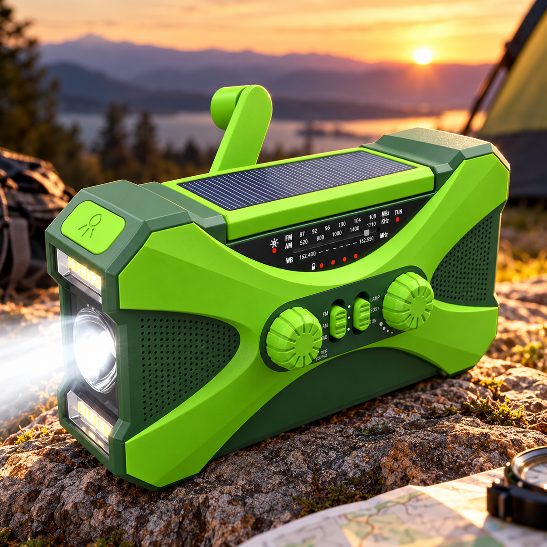 Rugged Emergency Radio Hand Crank Solar 10000mAh 3 Mode Flashlight SOS