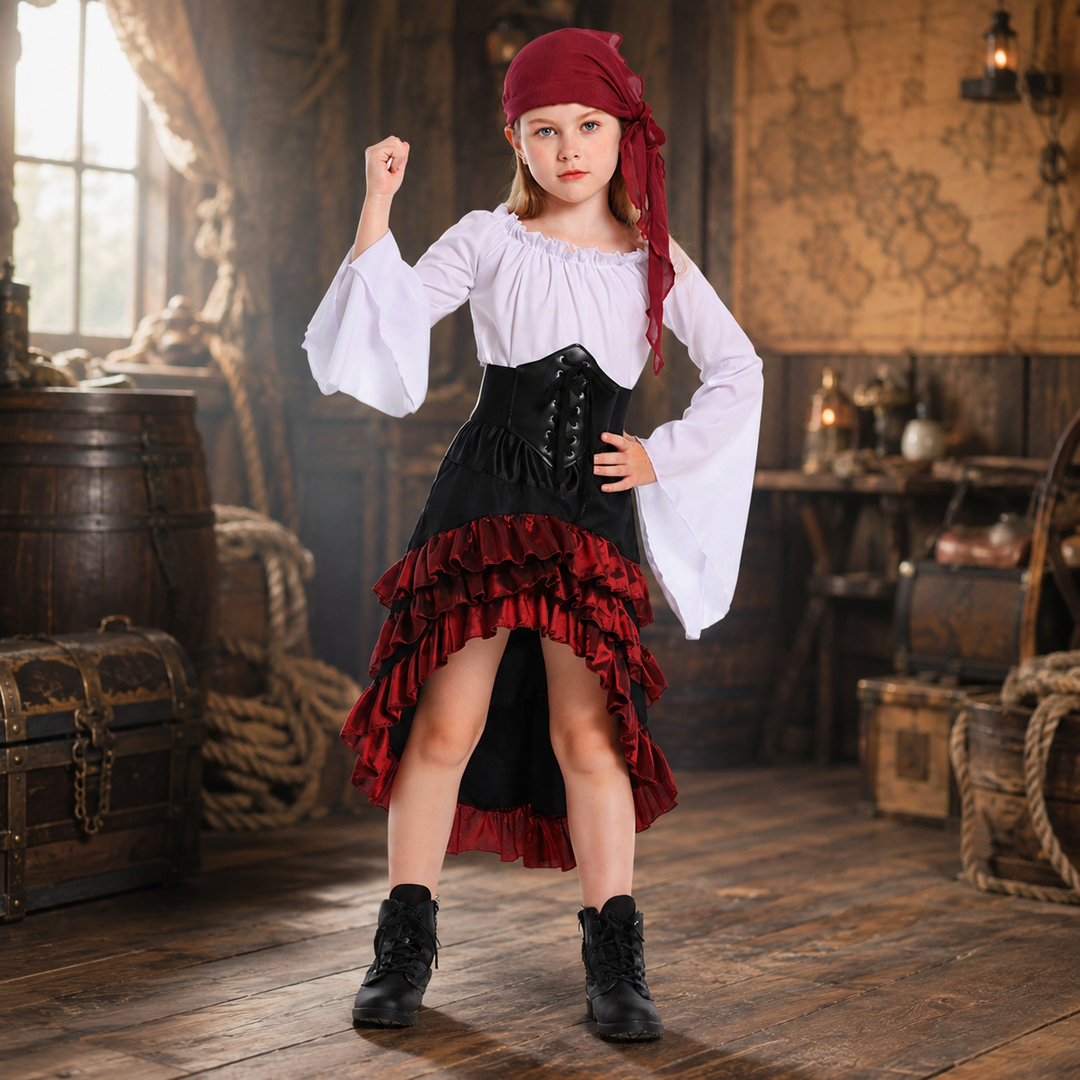 Girls Pirate Ruffle Skirt Halloween Costume Dress