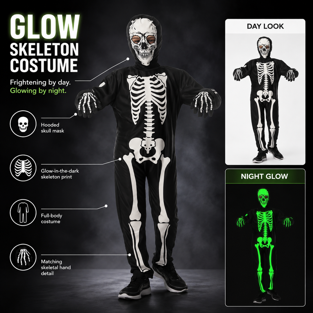 Skeleton Costume Glow in the Dark Halloween Costume