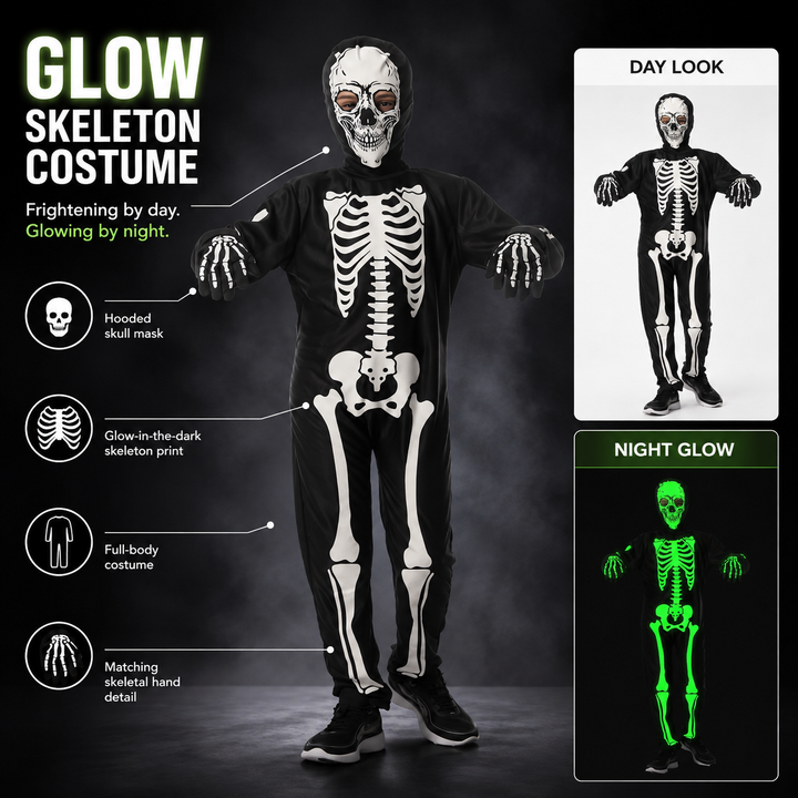 Skeleton Costume Glow in the Dark Halloween Costume