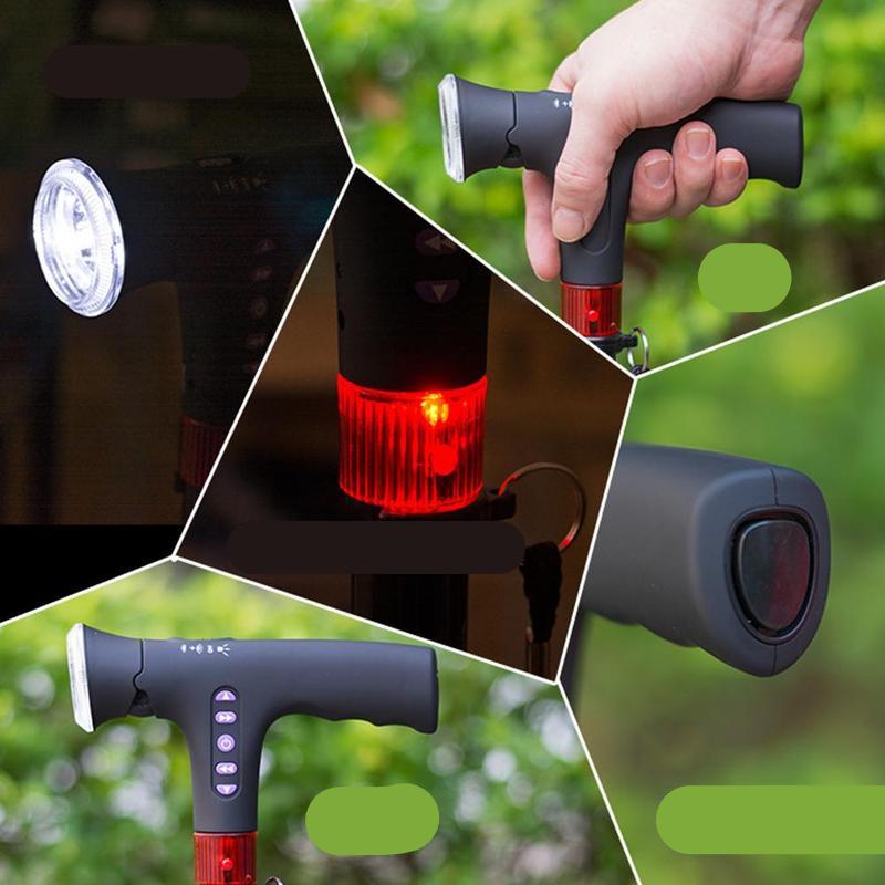 Foldable LED Walking Cane with Adjustable Height &amp; Ergonomic Handle