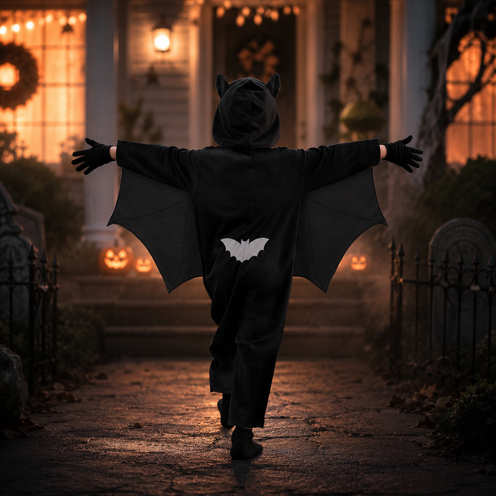 Kids Bat Wing Halloween Costume with Glow Face Mask