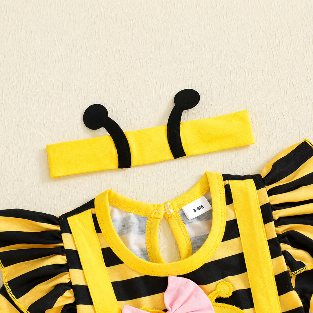 Baby Bee Romper Costume with Antenna Headband Set for Baby Photo Prop