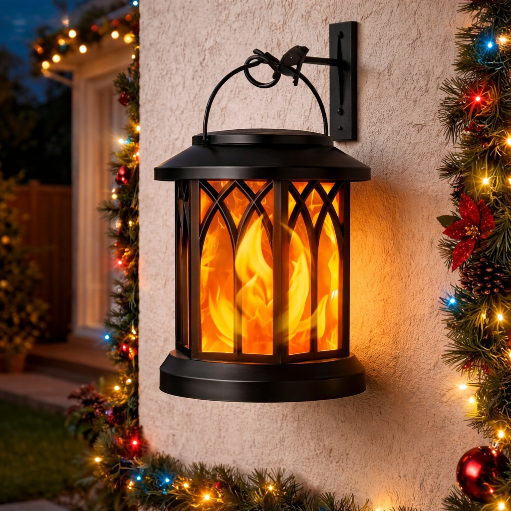 Outdoor Flame Lantern Light Waterproof Hanging LED Fire Effect Lamp