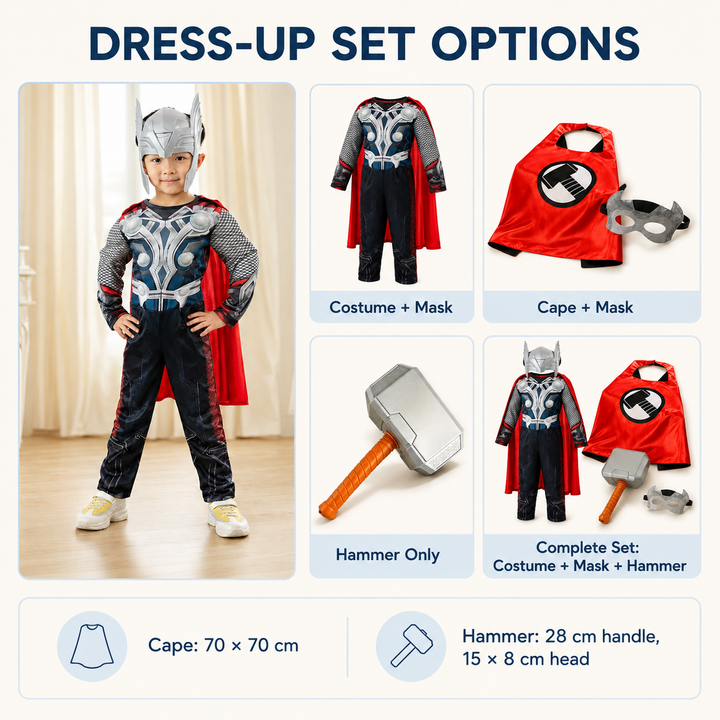 Kids Muscle Costume with Cape and Helmet Halloween Costume Set