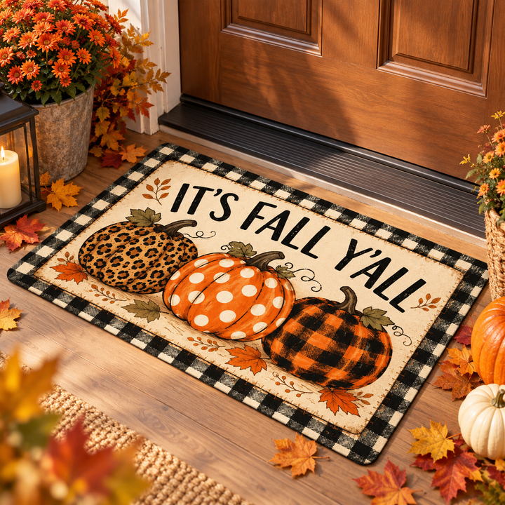 Pumpkin Doormat Non Slip Velvet Entryway Welcome Floor Mat
