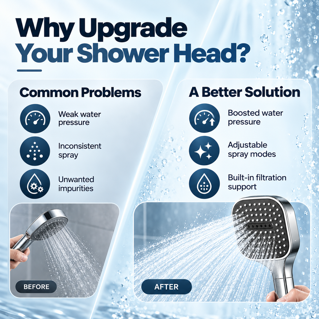 High Pressure Round Shower Head Adjustable Spray Bathroom Fixture