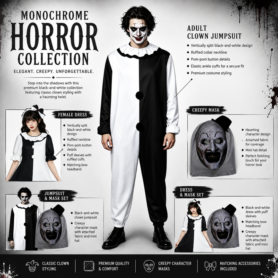 Clown Mask with Hat Halloween Horror Costume Accessory