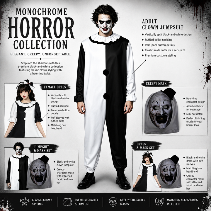 Clown Mask with Hat Halloween Horror Costume Accessory