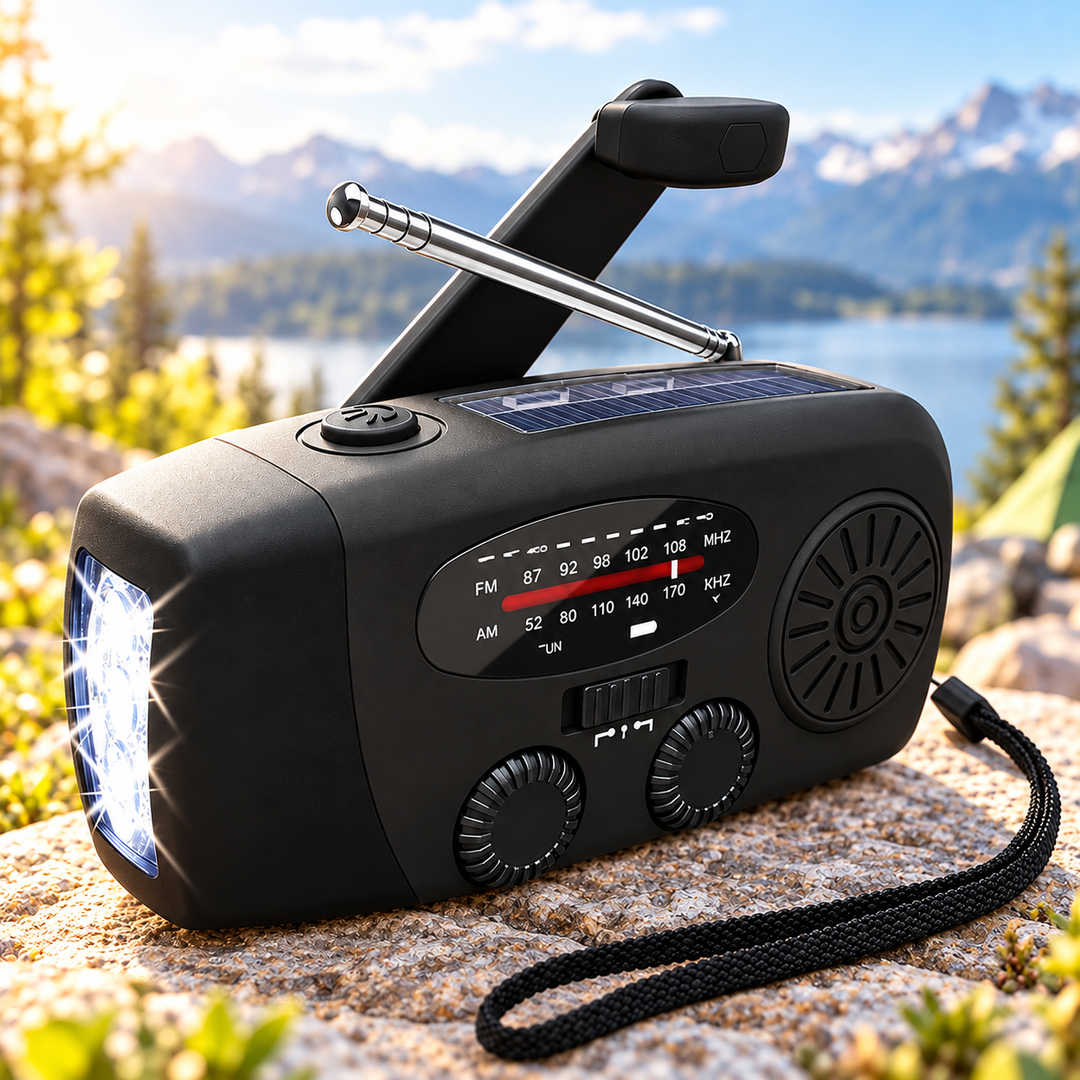 Hand Crank Emergency Radio Solar USB 2000mAh Power Bank LED Flashlight