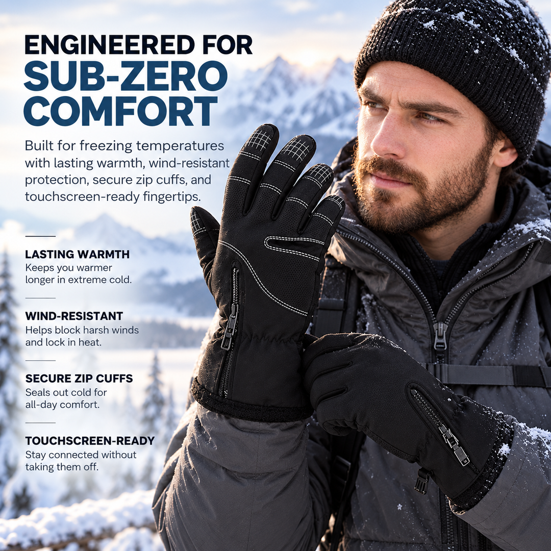 Heated Gloves for Men Waterproof Thermal Winter Touchscreen