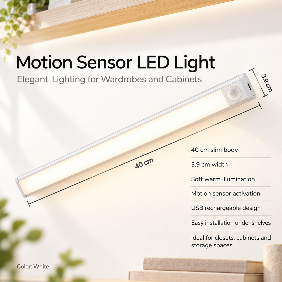 LED Motion Sensor Cabinet Light USB Rechargeable Magnetic Strip