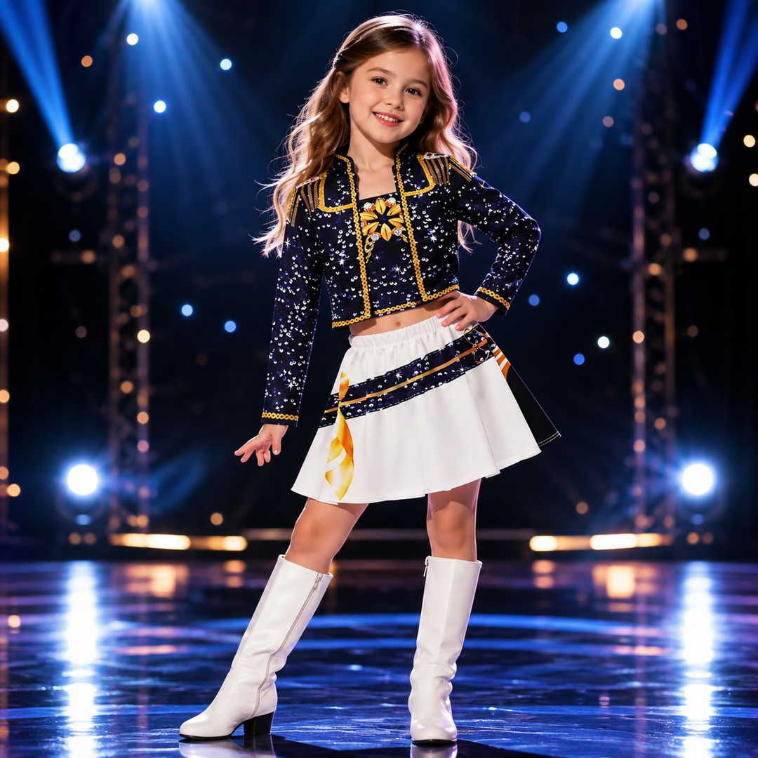 Girls Sequin Idol Stage Performance Costume Outfit
